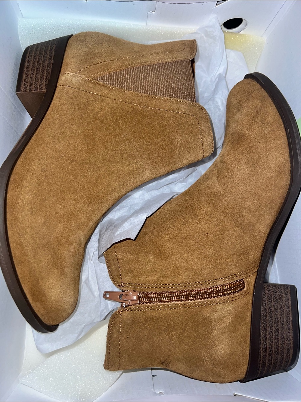 Womens tan Ankle Boots with Side Zip